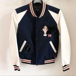 Coach letterman varsity leather jacket ice cream patches